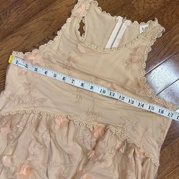 POL Blush Color Sleeveless Blouse Top Tulle Overlay With flowers Romantic - Picture 10 of 11